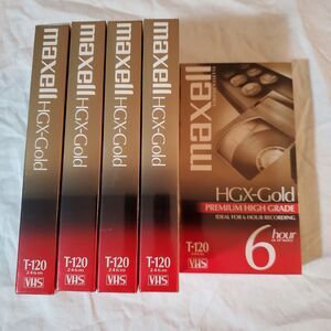 Lot Of 5 Maxell HGX-Gold Video VHS Tapes T-120 Brand New Sealed